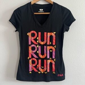 Fila Black Fitted Cap Sleeve Graphic Tee